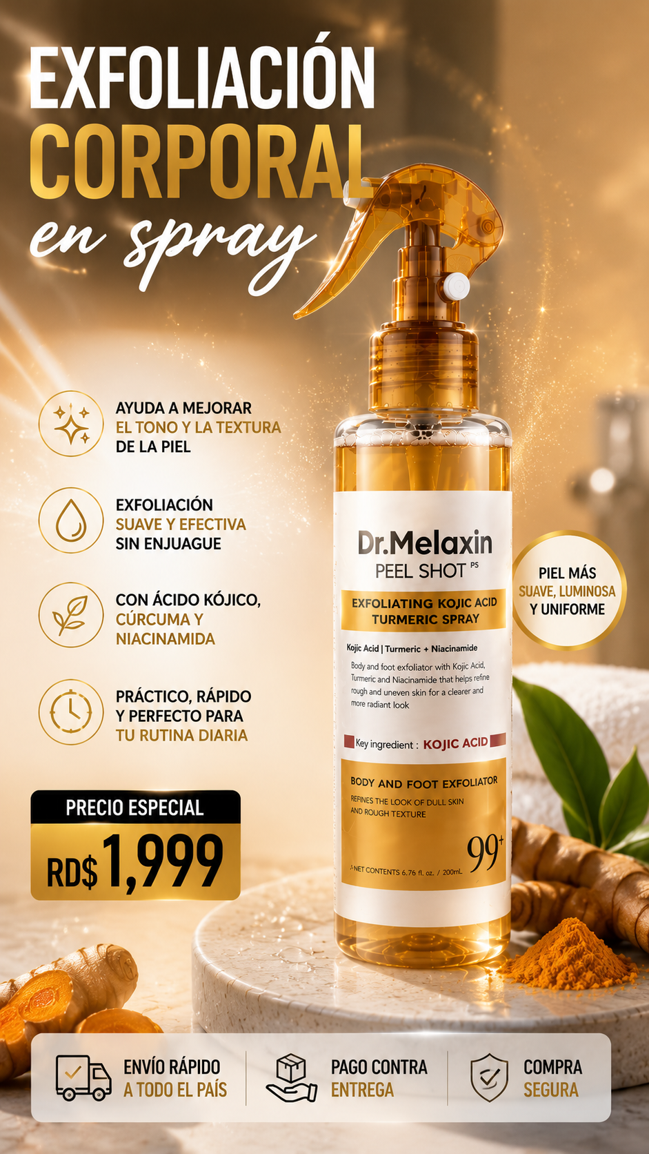 PEEL SHOT DR. MELAXIN ACIDO KOJICO Y CURCUMA
