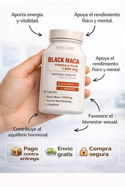 💪 Maca Negra Shelton 1500 mg (90 Capsulas) - Recupera tu Energía y Potencia Natural